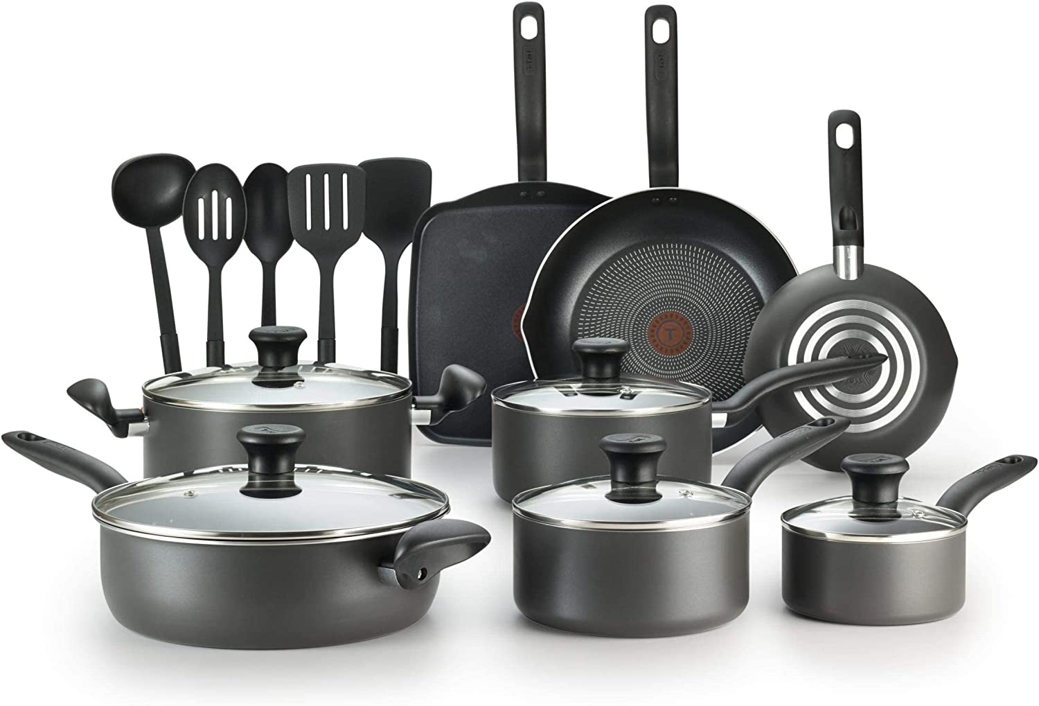 T-fal Initiatives Ceramic Nonstick Fry Pan 12 Inch Oven Safe 350F Pots and  Pans Black