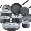T-fal Ultimate Hard Anodized Nonstick Cookware Set 14 Piece Pots and Pans, Dishwasher Safe Black