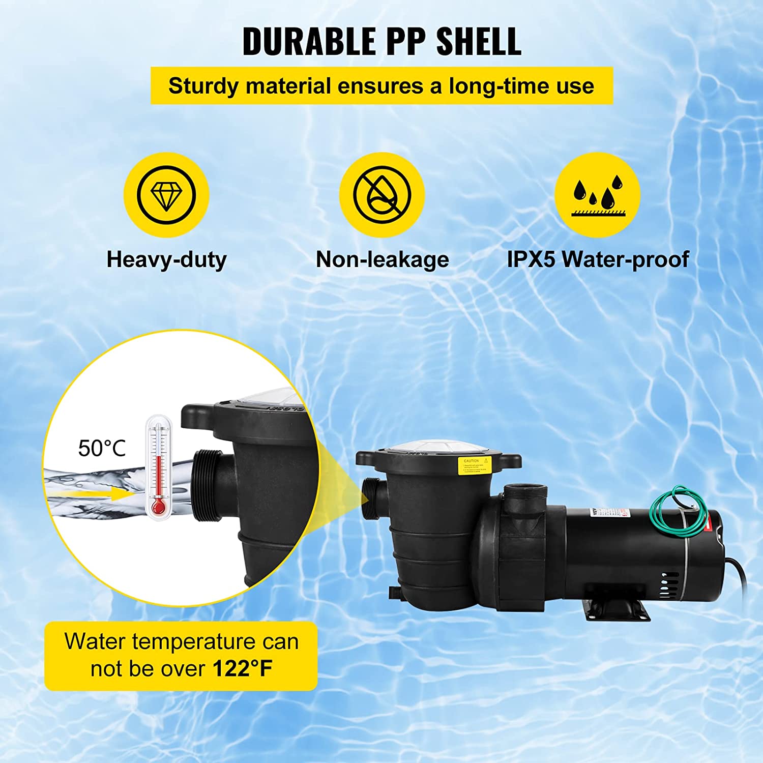VEVOR Swimming Pool Pump 1HP, Dual Voltage 110V 220V, 5544GPH, Powerful Self-priming Pump for In Above Ground Pool Water Circulation, w Strainer Basket, 2pcs 1-1 2 NPT Connectors, UL Certified7