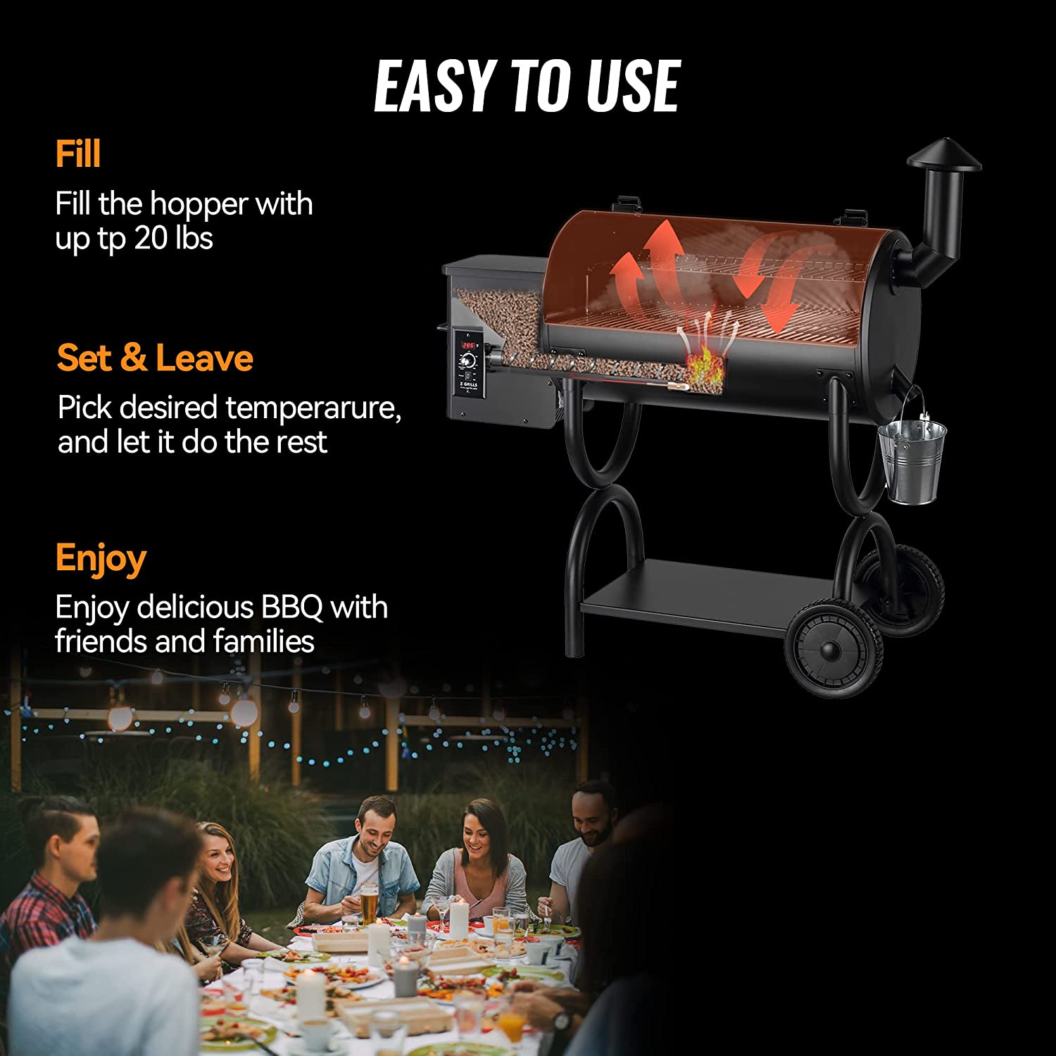 Z GRILLS Wood Pellet Smoker, 8 in 1 BBQ Grill with PID Technology, Auto  Temperature Control, 553 sq in Cooking Area for Outdoor Cooking, Barbecue  and