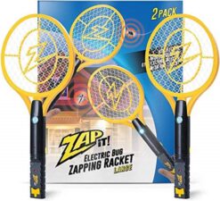 ZAP iT! Electric Fly Swatter Racket & Mosquito Zapper - High Duty 4,000 Volt Electric Bug Zapper Racket - Fly Killer USB Rechargeable Indoor Safe - 2 Pack (Large, Yellow)
