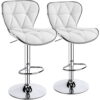 Alden Design Adjustable Midback Faux Leather Bar Stool, Set of 2, White