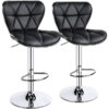 Alden Design Adjustable Midback Faux Leather Bar Stool, Set of 2, Black