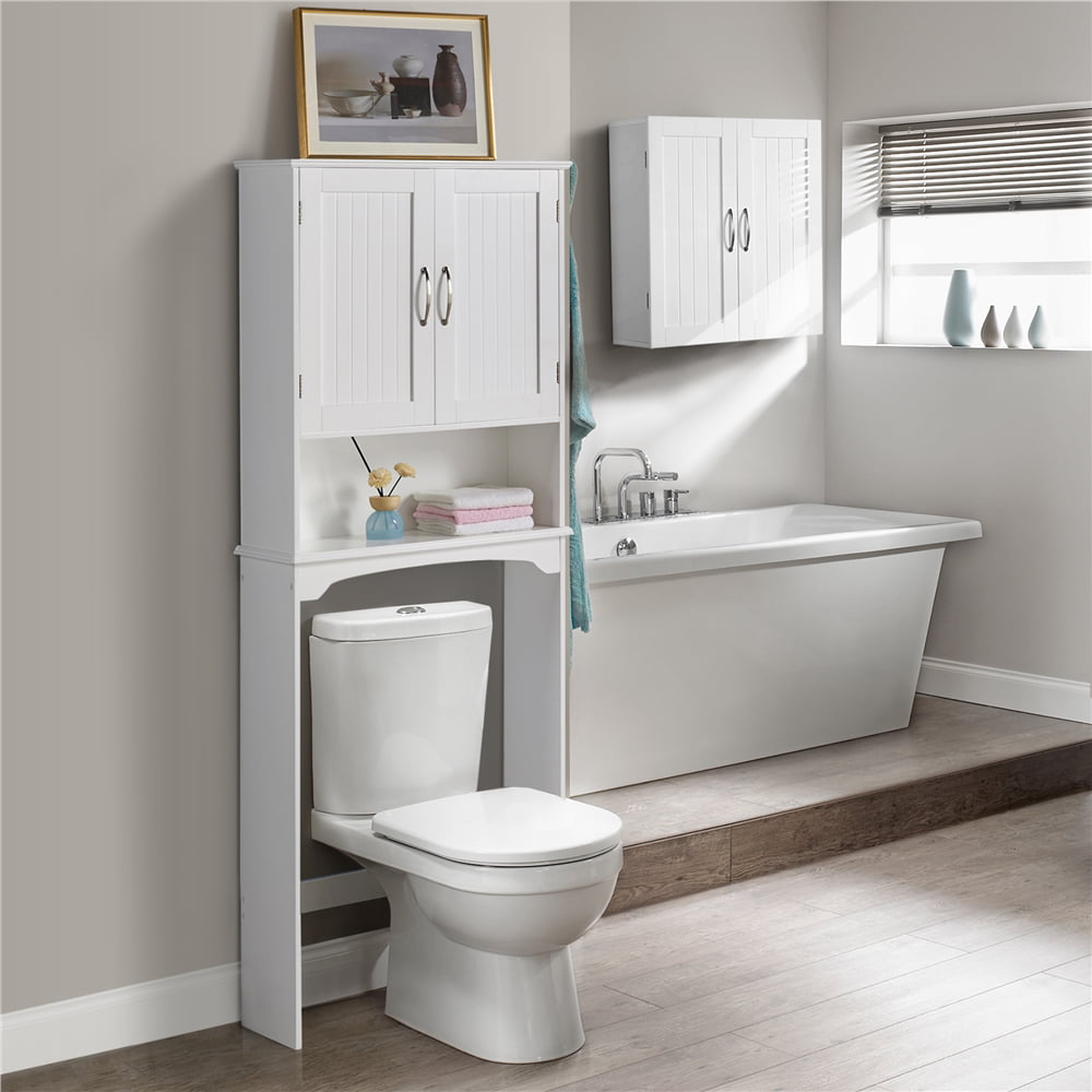 Smilemart Wooden Slim Bathroom Floor Cabinet for Small Space, White