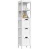 SMILE MART 5-tier Modern Bathroom Storage Cabinet with 3 Drawers and 2 Open Shelves, White