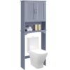 Alden Design Wooden Over The Toilet Bathroom Storage, Gray