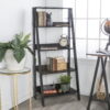 Manor Park 4-Shelf Wood Leaning Ladder Bookshelf, Black