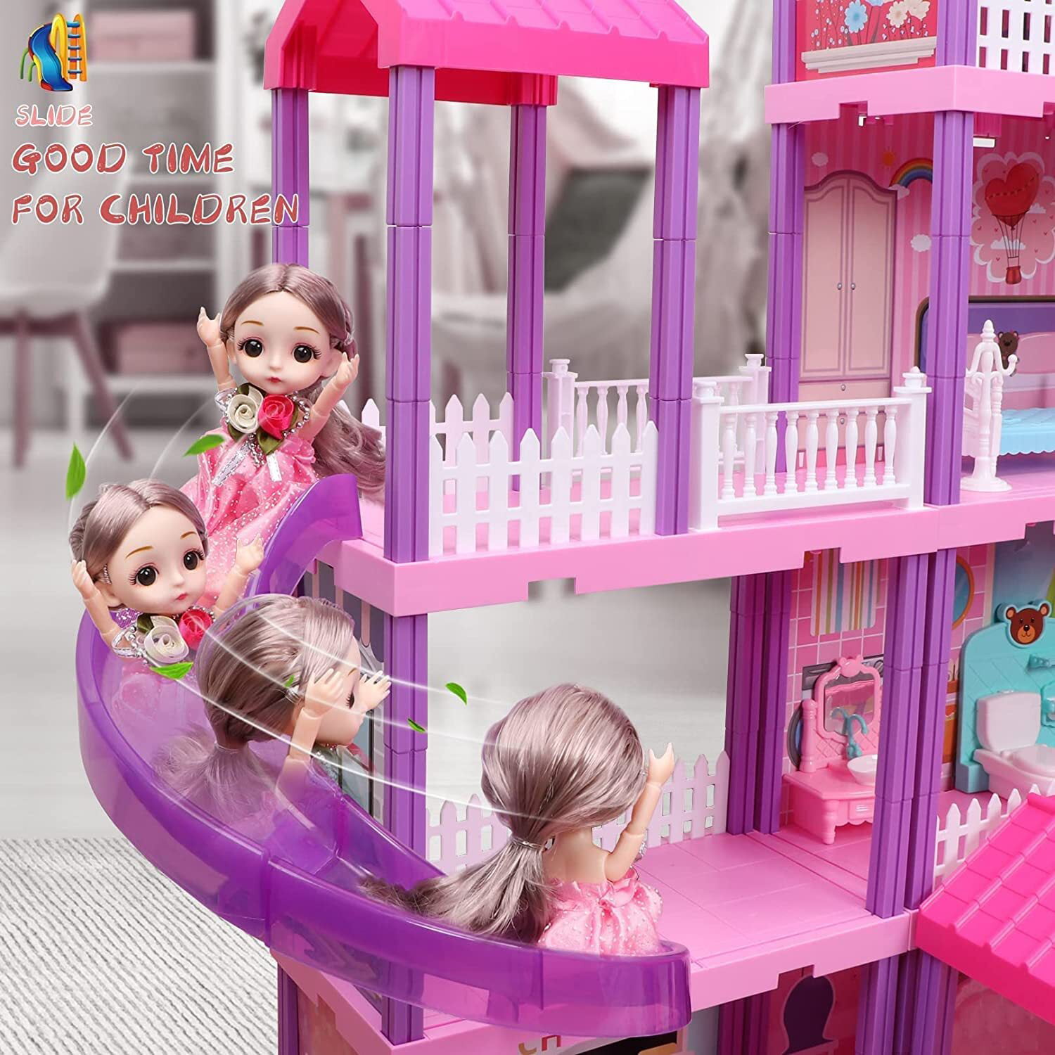 Beefunni 36 inch Dollhouse Playset Girl Toys, 11 Rooms with Doll