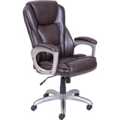 Serta Heavy-Duty Bonded Leather Commercial Office Chair with Memory Foam, 350 lb capacity, Brown