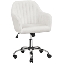 Alden Designs Boucle Mid-Back Task Chair with Armrests, Ivory