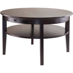 Winsome Wood Amelia Round Coffee Table with Pull-Out Tray, Espresso Finish