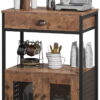 Kitchen Bakers Rack, Industrial Microwave Oven Stand with Shelf, Coffee Bar Cart Kitchen Island on Wheels with Storage, Rustic Brown