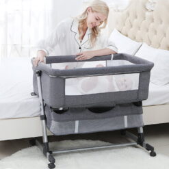 Baby Bassinet, 3 in 1 Bedside Sleeper Adjustable Bassinet Sleeper Portable Bedside Crib Easy to Assemble Bassinets for Newborn Infants, Gray