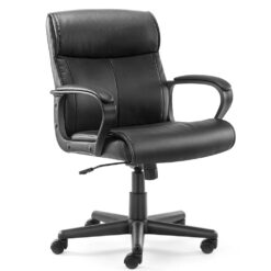 Adjustable Height PU Leather surface Mid-back Office Chair, Black