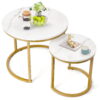 Amzdeal Modern Round Nesting Coffee Table,Set of 2, Marble