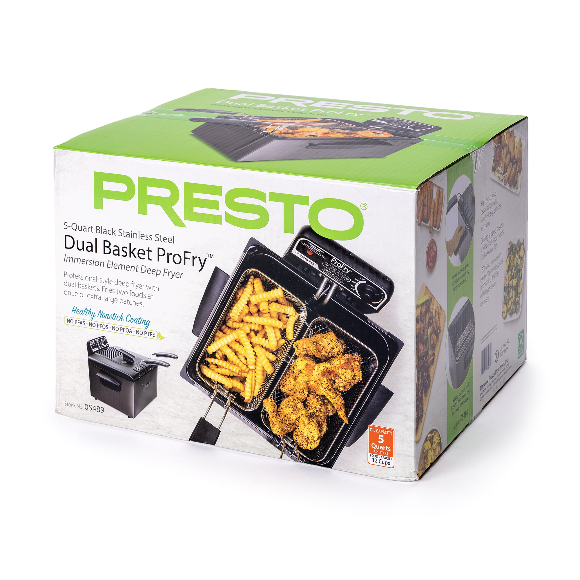 Presto 05466 Stainless Steel Dual Basket Pro Fry Immersion Element Deep Fryer