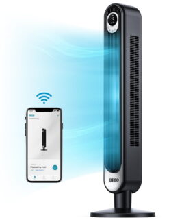 Dreo Tower Fan, WiFi Voice Control, Works with Alexa/Google, Oscillating Floor Fan with 6 Speeds, 4 Modes, 12-Hour Timer, LED Display, Remote