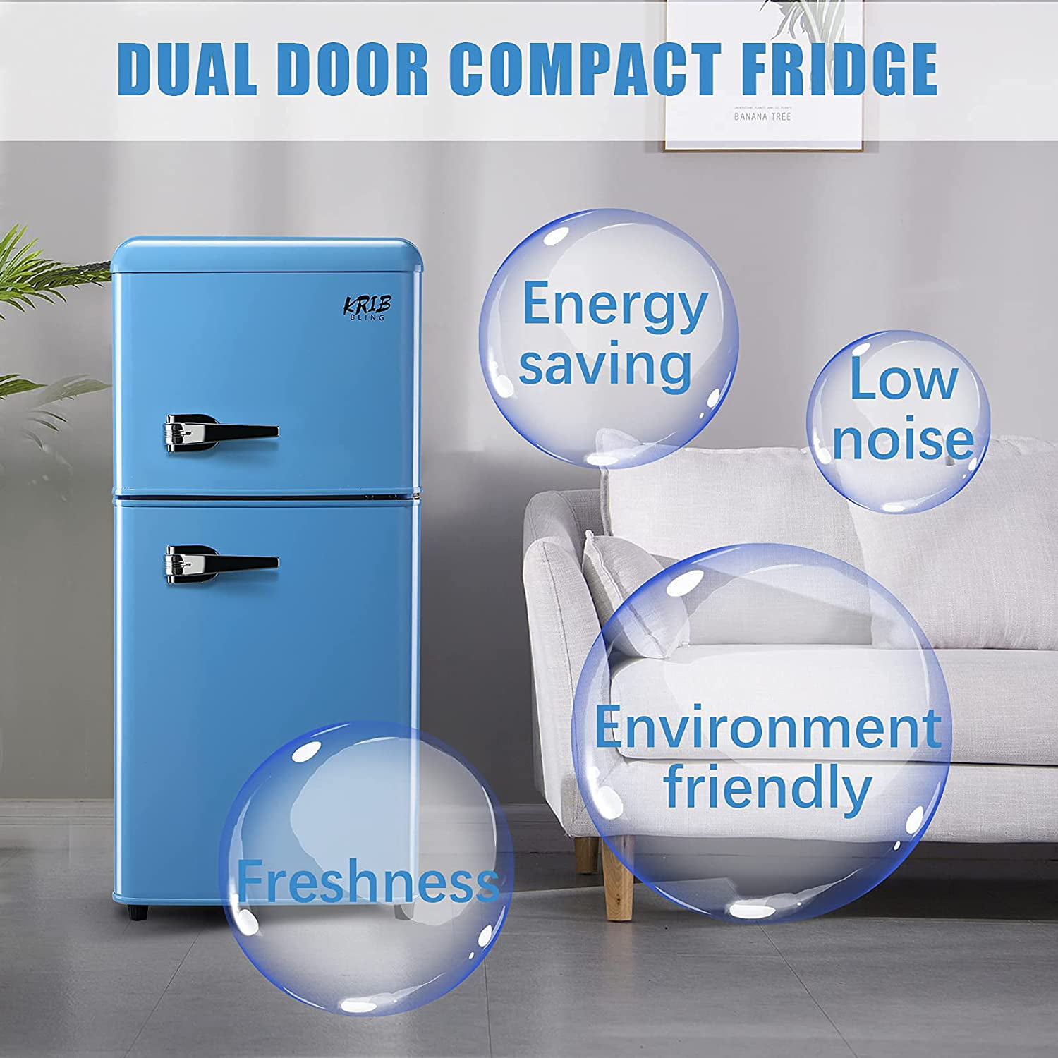 Krib Bling 3.5 cu.ft Compact Refrigerator, Retro Mini Fridge with
