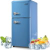 Krib Bling 3.5 cu.ft Compact Refrigerator, Retro Mini Fridge with Freezer, Small Drink Chiller with 2 Door, Blue