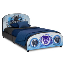Marvel Black Panther Upholstered Twin Bed by Delta Children, Blue/Black