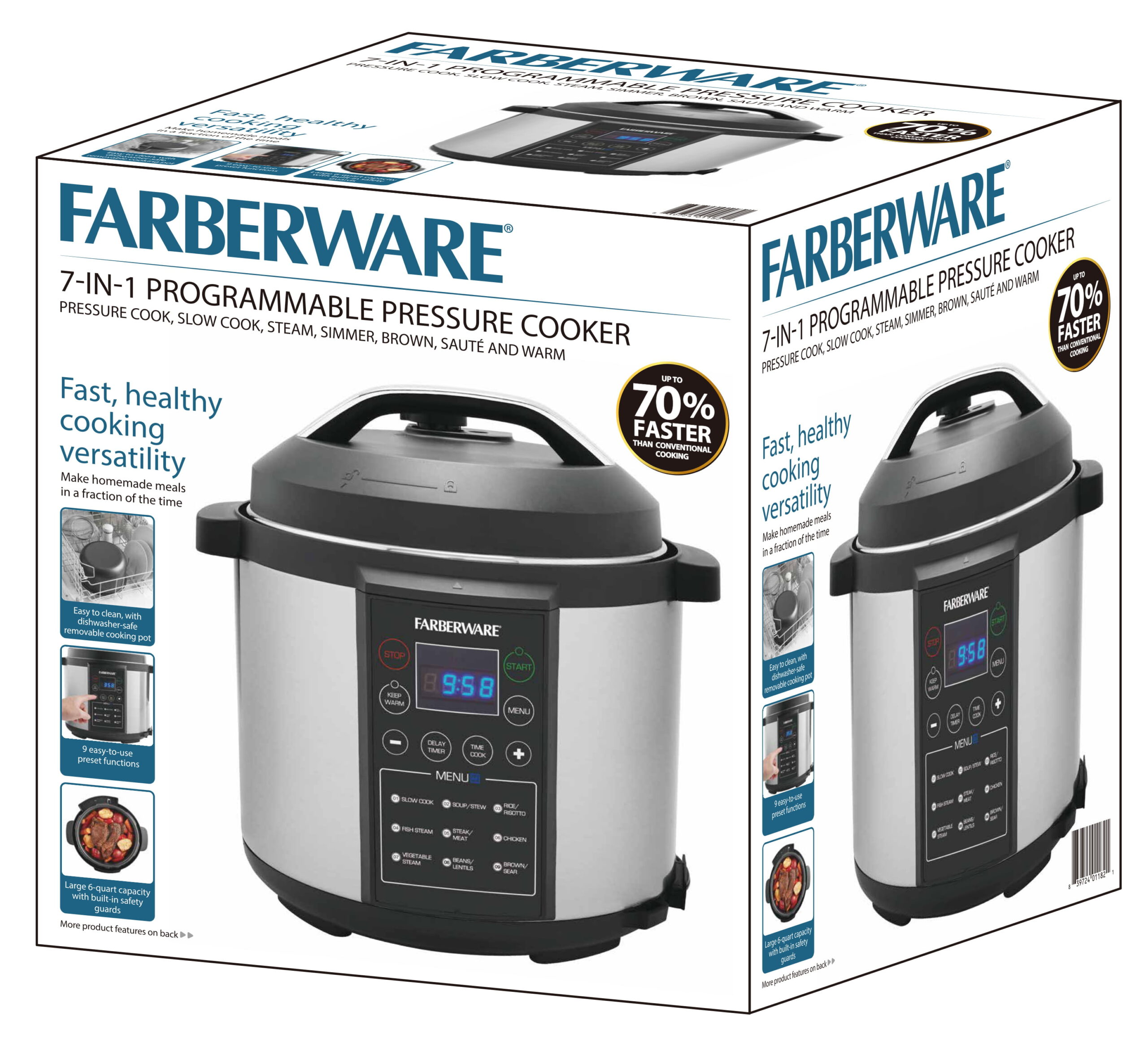 Farberware 8-Quart 7-in-1 Programmable Pressure Cooker