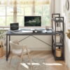 Bestier 63 inch Computer Desk with Storage Shelves, Modern Bookshelf Desk with Headphone Hook Black