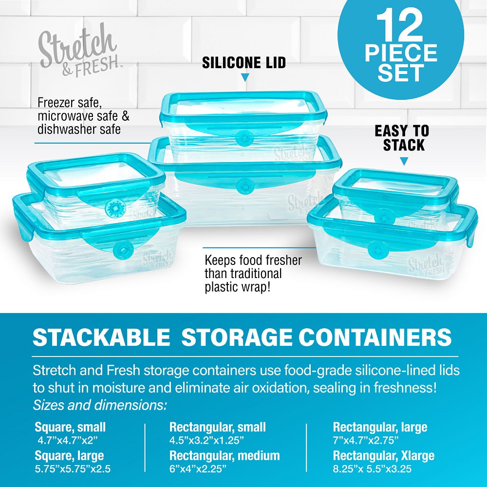Tupperware 12pc Square Stacking Food Storage Containers With Lids