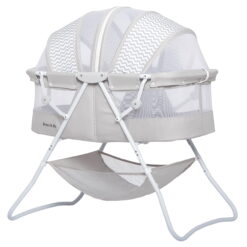Dream On Me Karley Bassinet in Grey, Quick Fold and Easy to Carry, Large Storage Basket