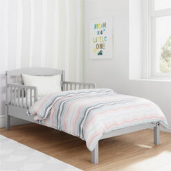 Baby Relax Jackson Kids Wood Toddler Bed with Safety Guardrails, Light Gray