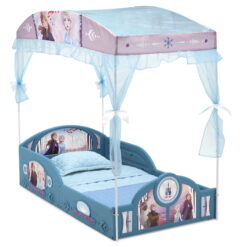 Disney Frozen II Plastic Sleep and Play Toddler Bed with Canopy by Delta Children