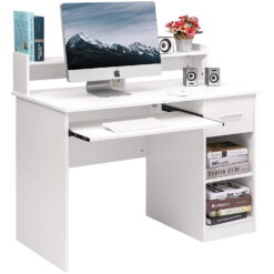 Winado Computer Desk Home Office Workstation Laptop Study Table with Drawer Keyboard Tray, White