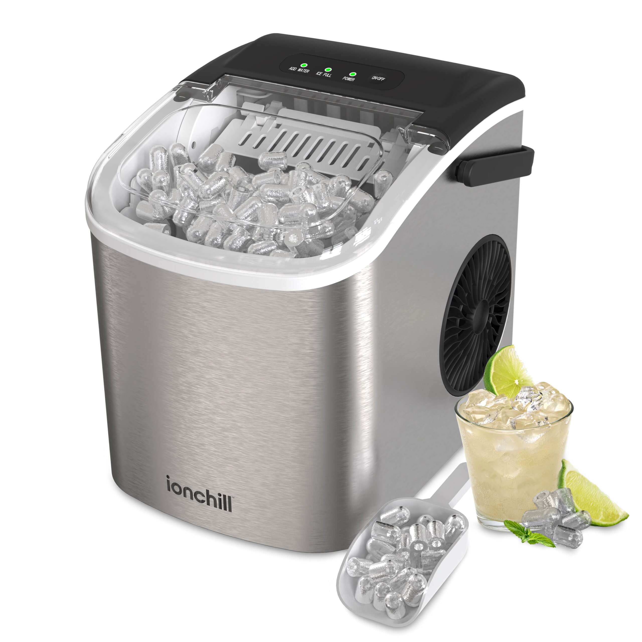 Ionchill Quick Cube Ice Machine, 26lbs/24hrs Portable Countertop