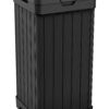 Keter Baltimore Duotech Outdoor Trash Can, Resin Wastebin, Black Woodlook