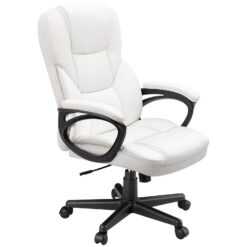 Lacoo Faux Leather High-Back Executive Office Chair with Lumbar Support, White