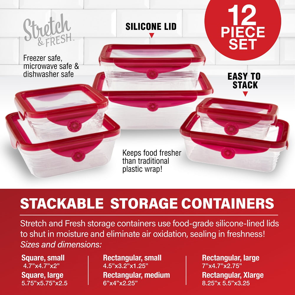 Tupperware 12pc Square Stacking Food Storage Containers With Lids