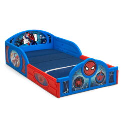 Marvel Spider-Man Sleep and Play Toddler Bed with Built-In Guardrails by Delta Children