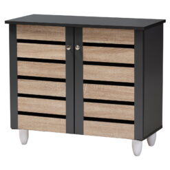 Baxton Studio Gisela Modern and Contemporary Two-tone Oak and Dark Gray 2-Door Shoe Storage Cabinet