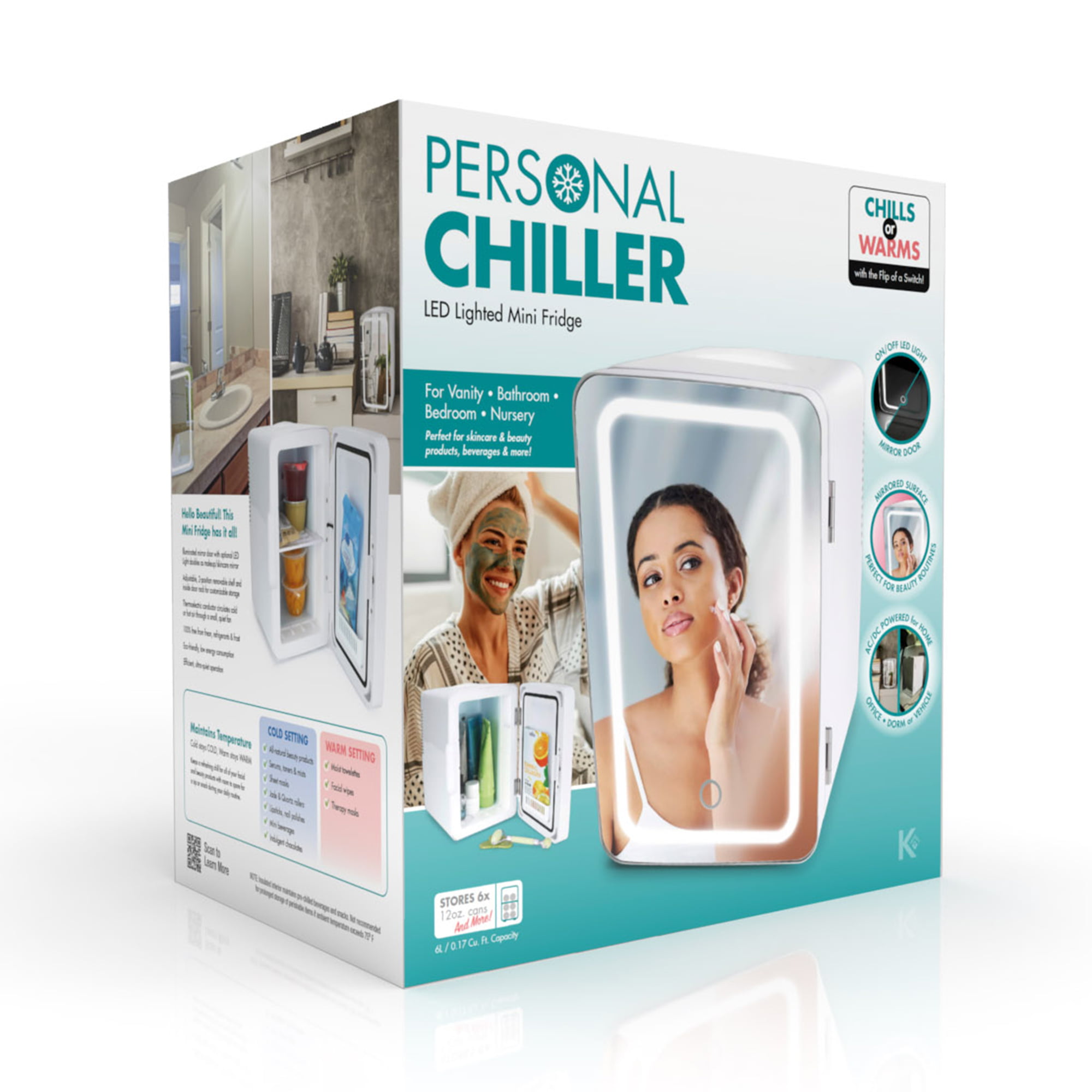 Personal Chiller 6 Can Mini Fridge Beverage and Skincare
