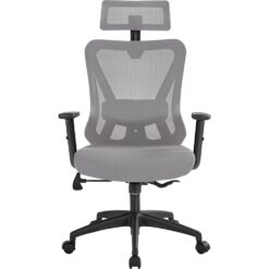 Smile Mart High-Back Ergonomic Mesh Office Chair with Adjustable Headrest, Light Gray