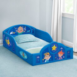 CoComelon Sleep and Play Plastic Toddler Bed with Built-in Guardrails
