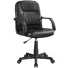 SMILE MART Adjustable Faux Leather Swivel Office Chair, Black