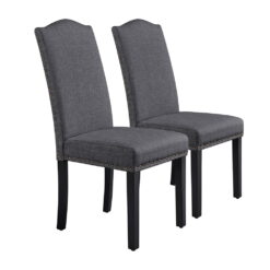 Alden Design 2pcs Tufted High Back Dining Chair, Gray
