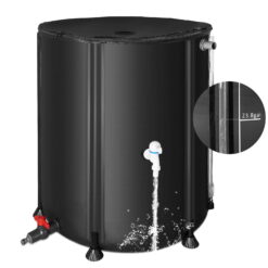 Collapsible Rain Barrel 53 Gallon FIMEI Portable Rainwater Collection Storage Tank with Tick Marks and Filter Spigot, Black