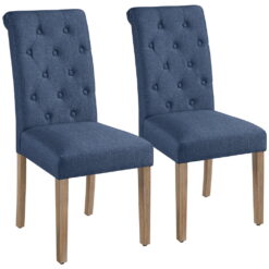 Alden Design 2pcs Upholstered Parson Dining Chair High Back, Blue