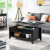 Alden Design 47.5" Lift Top Coffee Table with 2 Storage Compartments, Black