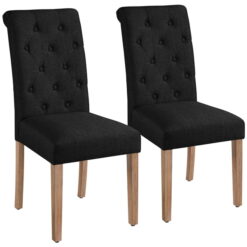 Alden Design Tufted Upholstered High Back Parson Dining Chair, Set of 2, Black