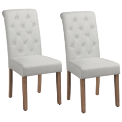 Alden Design Tufted Upholstered High Back Parson Dining Chair, Set of 2, White