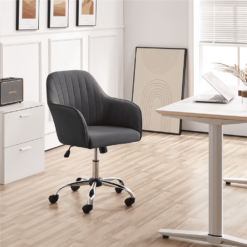 Alden Designs Velvet Mid-Back Task Chair with Armrests, Gray