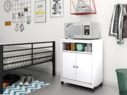 Ameriwood Home Landry Kitchen Microwave Cart, White