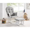 Angel Line Windsor Glider and Ottoman, White Finish with Gray Cushions